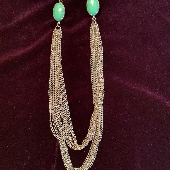 Gold Chain and Green Stone Statement Necklace - Picture 3 of 7